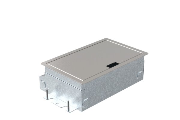 HPL Servicebox+ instort 65mm vloercontactdoos 3-voudig 2x WCD 2x Data-uitsparing – RVS deksel