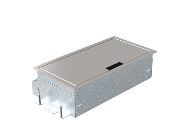 HPL Servicebox+ instort 65mm vloercontactdoos 4-voudig 2x WCD 4x Data-uitsparing – RVS deksel