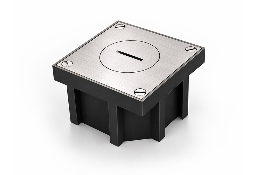 ARPI spatwaterdichte vloerdoos vierkant IP64 - 1x WCD - geborsteld rvs