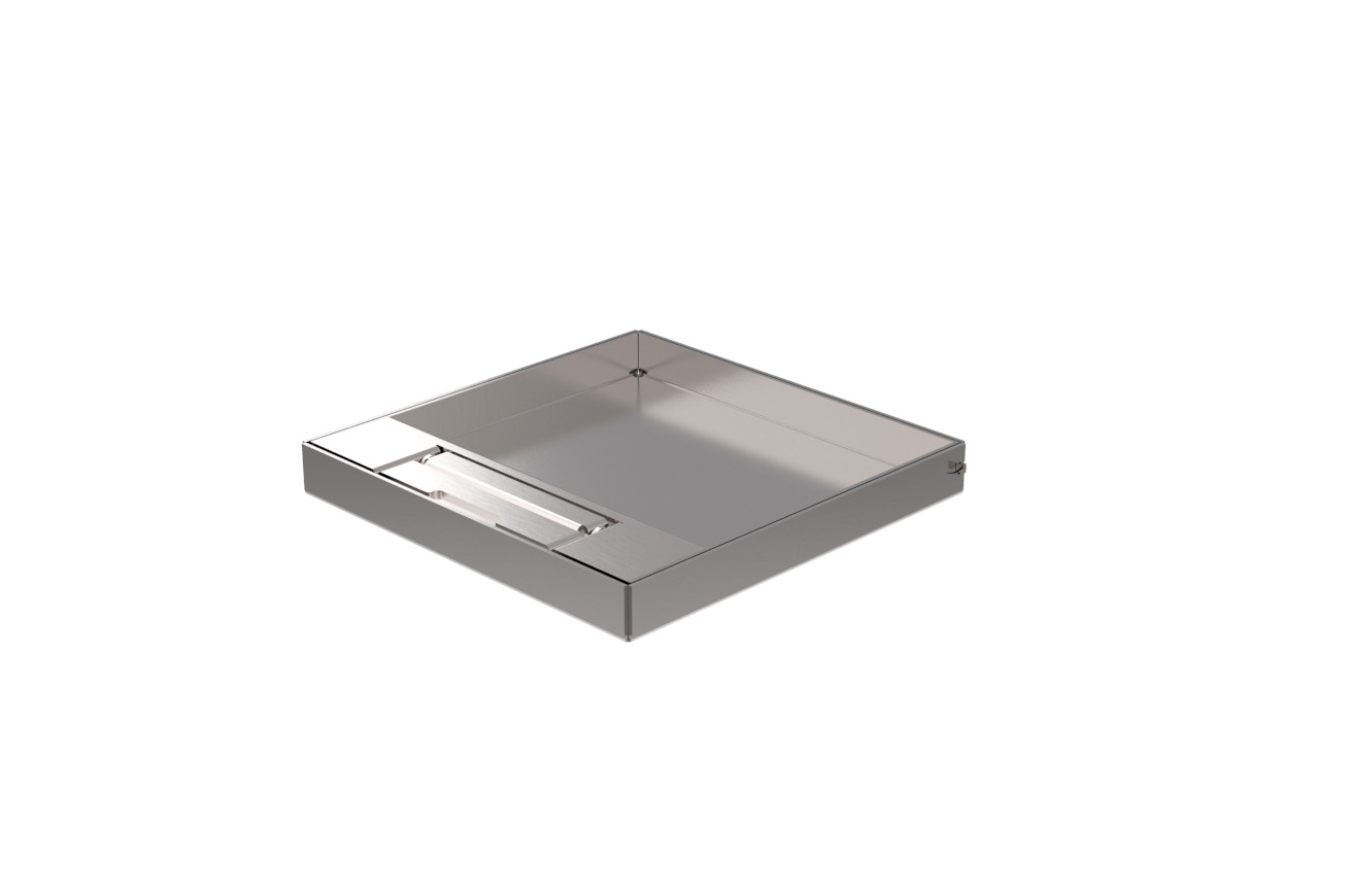 HPL RVS S15ZR klapdeksel set - geborsteld RVS, inleg 15mm - 150x150mm