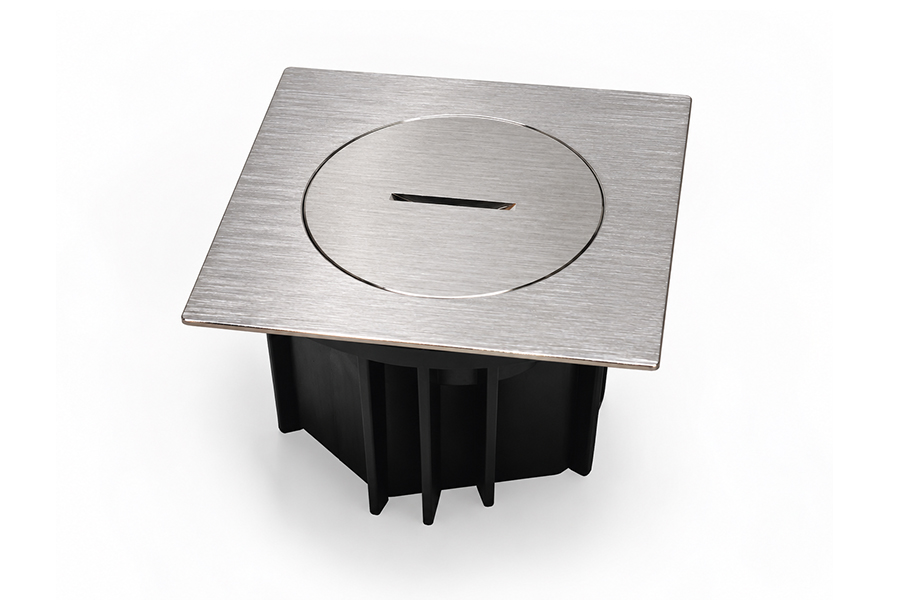 Vloerdoos IP66 100x100mm - 1x WCD - hoogte 67mm - schroefdeksel RVS