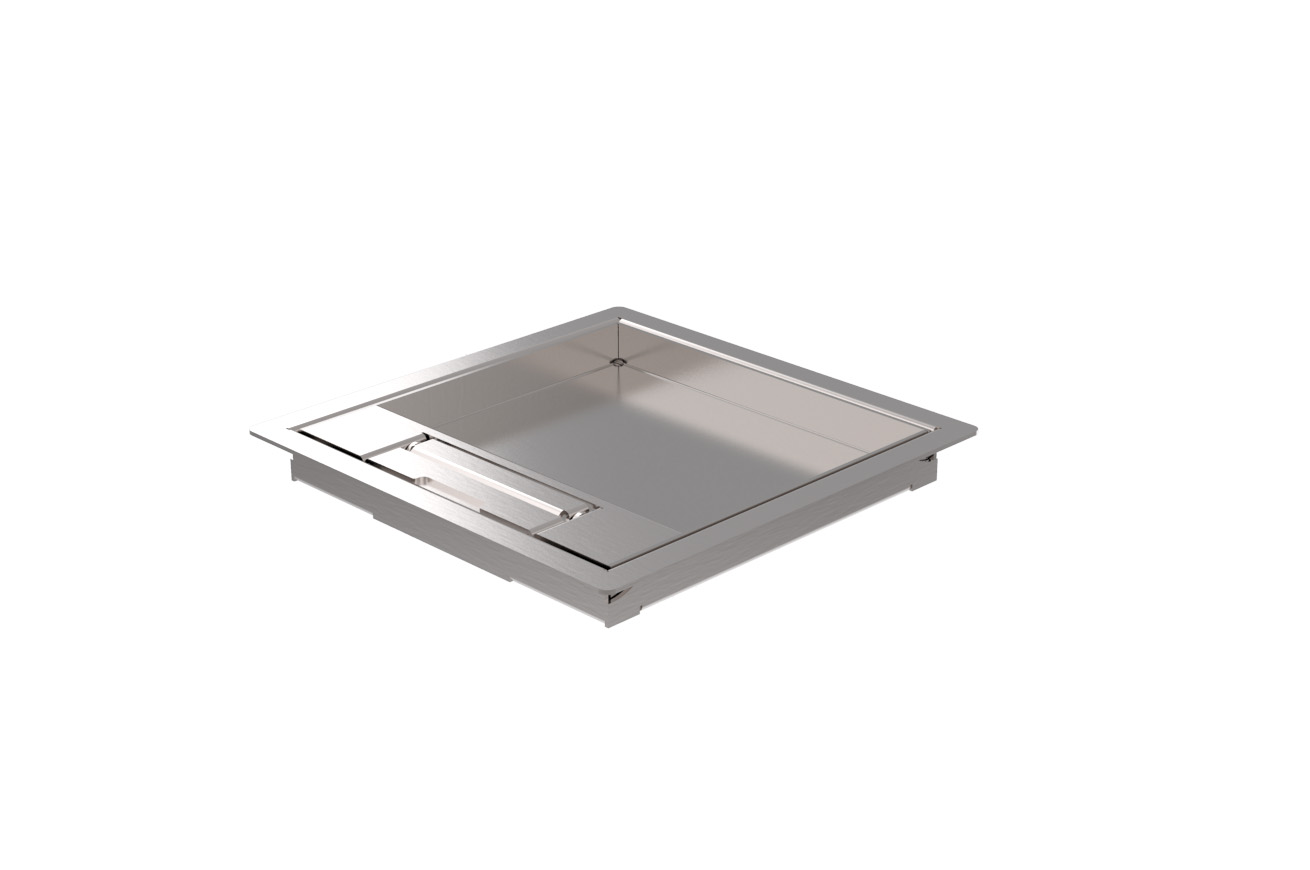 HPL RVS S15 Powerbox klapdeksel - inleg 15mm - inclusief tapijtrand