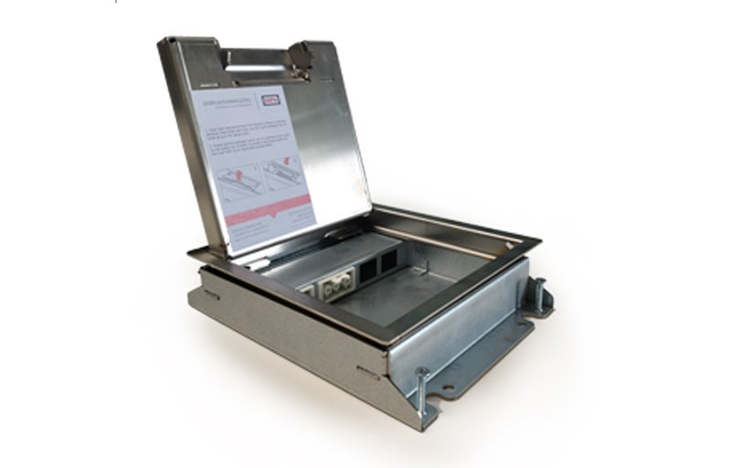 Vloercontactdoos Powerbox met GST-aansluiting en data met RVS dekselset