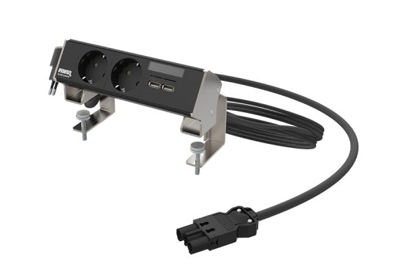 Indesq® Ampère opbouwunit RVS 3-voudig 2x WCD + 2x USB lader
