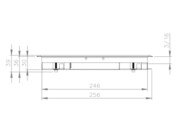 Vloerdoos Compact 30 mm Cat.7 4x chassis 3P + 6x data-uitsparing 15x19.6mm kunststof T3 klapdeksel