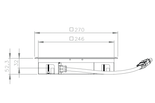 Vloerdoos Compact 55 mm Cat.7 4x WCD + 8x data-uitsparing 15x19.6mm kunststof T3 klapdeksel