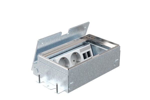 HPL Smartbox+ instort 65mm vloercontactdoos 3-voudig 2x WCD + 2x Data-uitsparing - X7-25 deksel