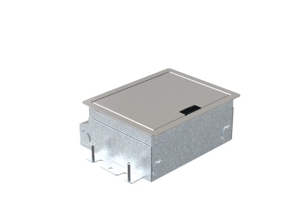 HPL Servicebox+ instort 65mm vloercontactdoos 2-voudig 1x WCD 2x Data-uitsparing – RVS deksel