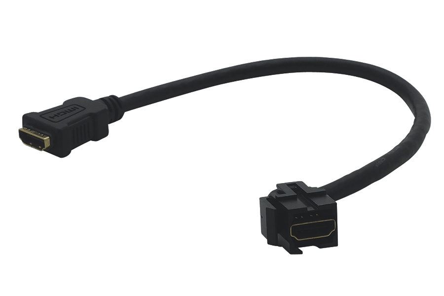 HDMI coupler zwart met kabel 0,2 meter