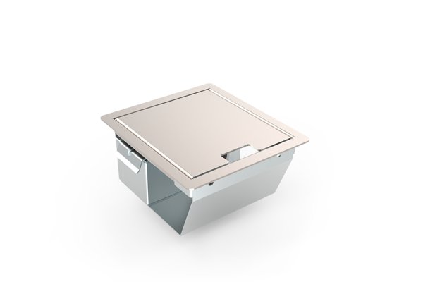 HPL Servicebox+ vloercontactdoos voor verhoogde vloeren 1x WCD - RVS scharnierklep