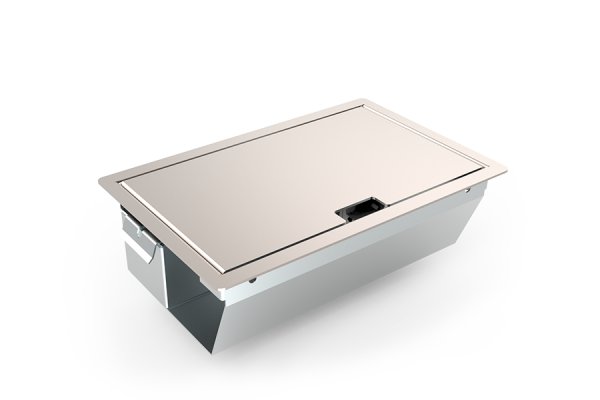 HPL Servicebox+ vloercontactdoos voor verhoogde vloeren 2x WCD + 2x Data-uitsp. - RVS scharnierklep