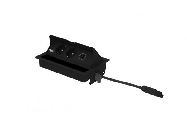 Indesq® Joule inbouwunit zwart 3-voudig 2x WCD + 1x USB lader A-C
