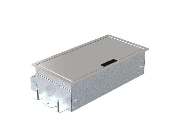 HPL Servicebox+ instort 65mm vloercontactdoos 4-voudig 2x WCD penaarde + 4x Data-uitsparing – RVS deksel
