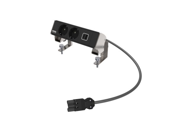 Indesq® Ampère opbouwunit RVS 3-voudig 2x WCD + 1x USB A-C lader 