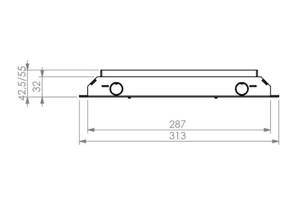 Vloerdoos instort 32 mm 4x chassis 3P + 8x data RVS T15ZR klapdeksel