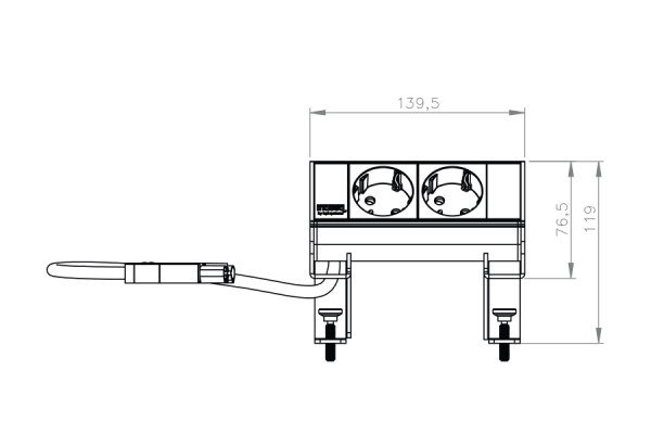 Indesq® Ampère opbouwunit wit 2-voudig 2x WCD