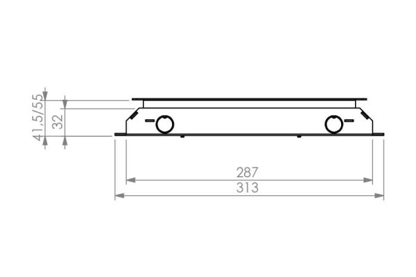 Vloerdoos instort 32 mm 4x chassis 3P + 6x data RVS T15 klapdeksel